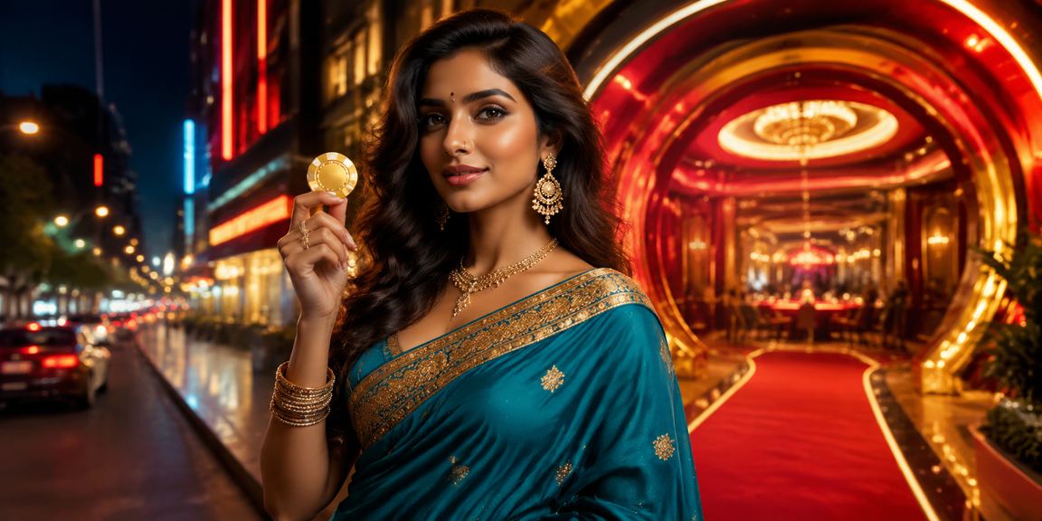Bangalore gamer using mobile casino app with sari attire and lucky charms